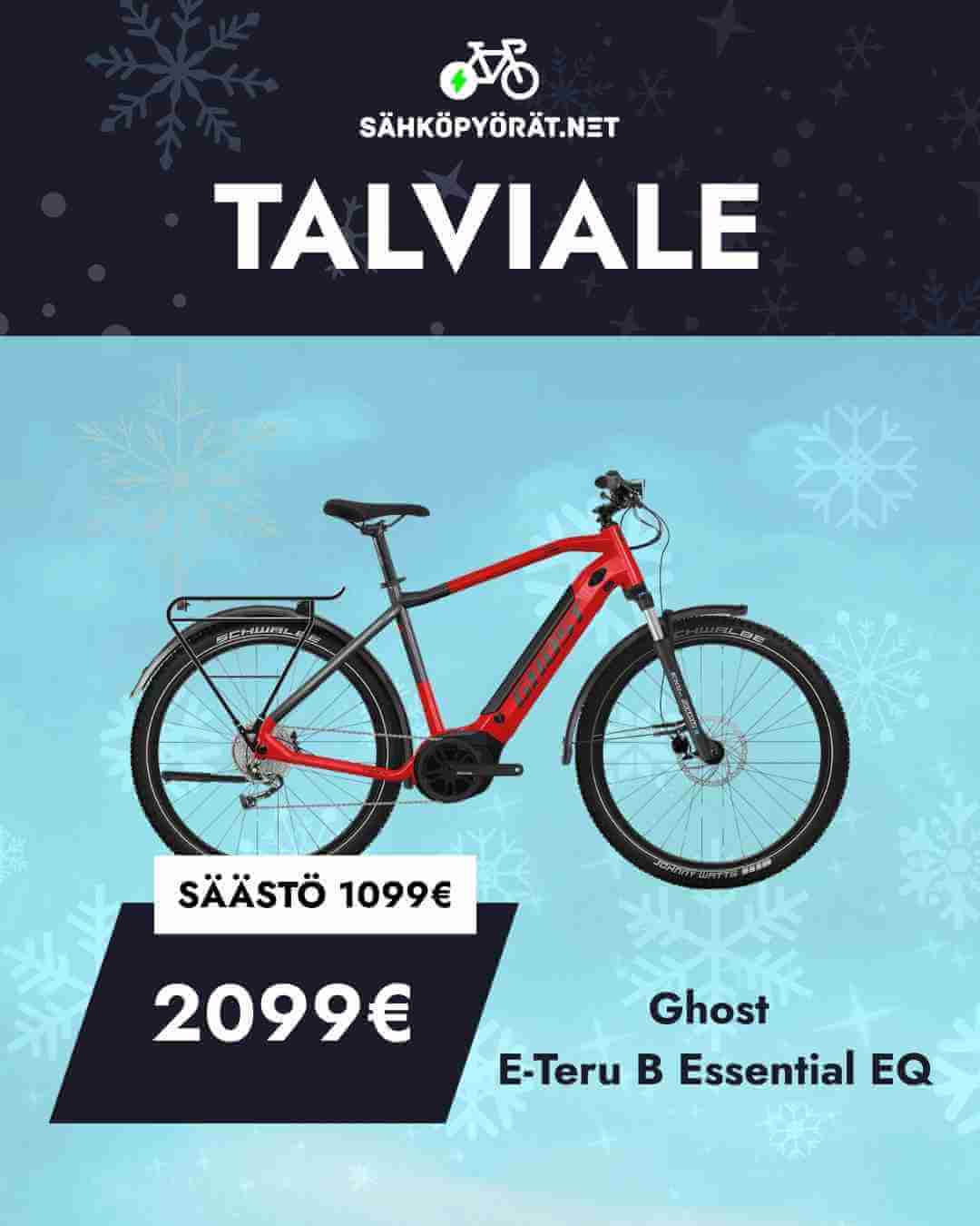 Punamusta ghost sähköpyörä talvisella taustalla