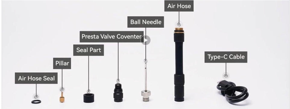Muc off airmach - sähköinen pumppu - eri venttiilityypit