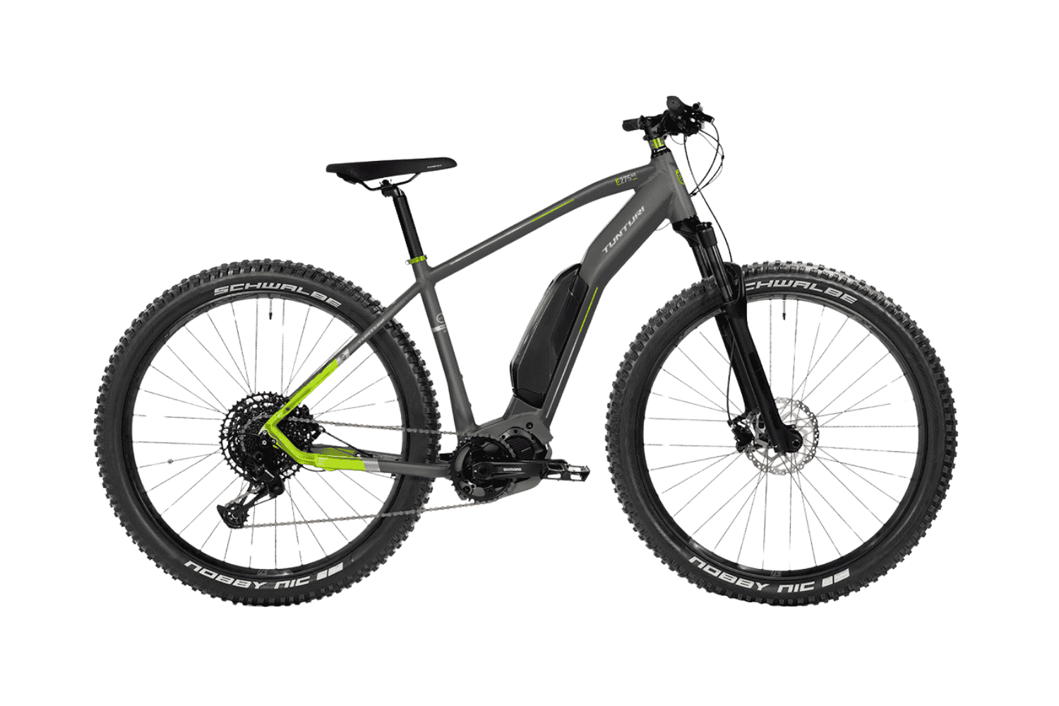 Tunturi harmaa maastopyörä valkoisella taustalla