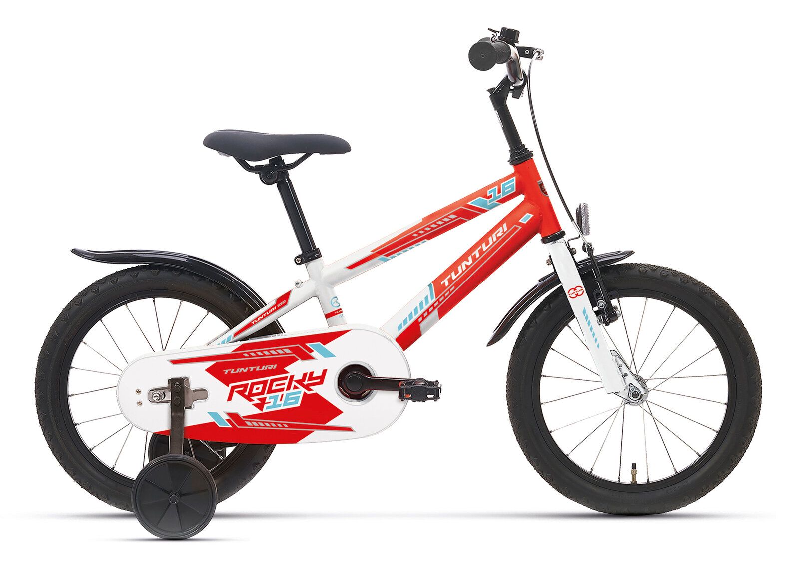 lasten polkupyörä tunturi rocky punavalkoinen, valkoinen tausta
