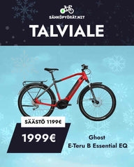 Ghost E-Teru sähköpyörä - talviale sinisellä lumisella taustalla