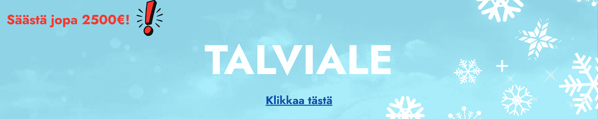 Sähköpyörä talviale sininen tausta säästä jopa 2500 euroa.