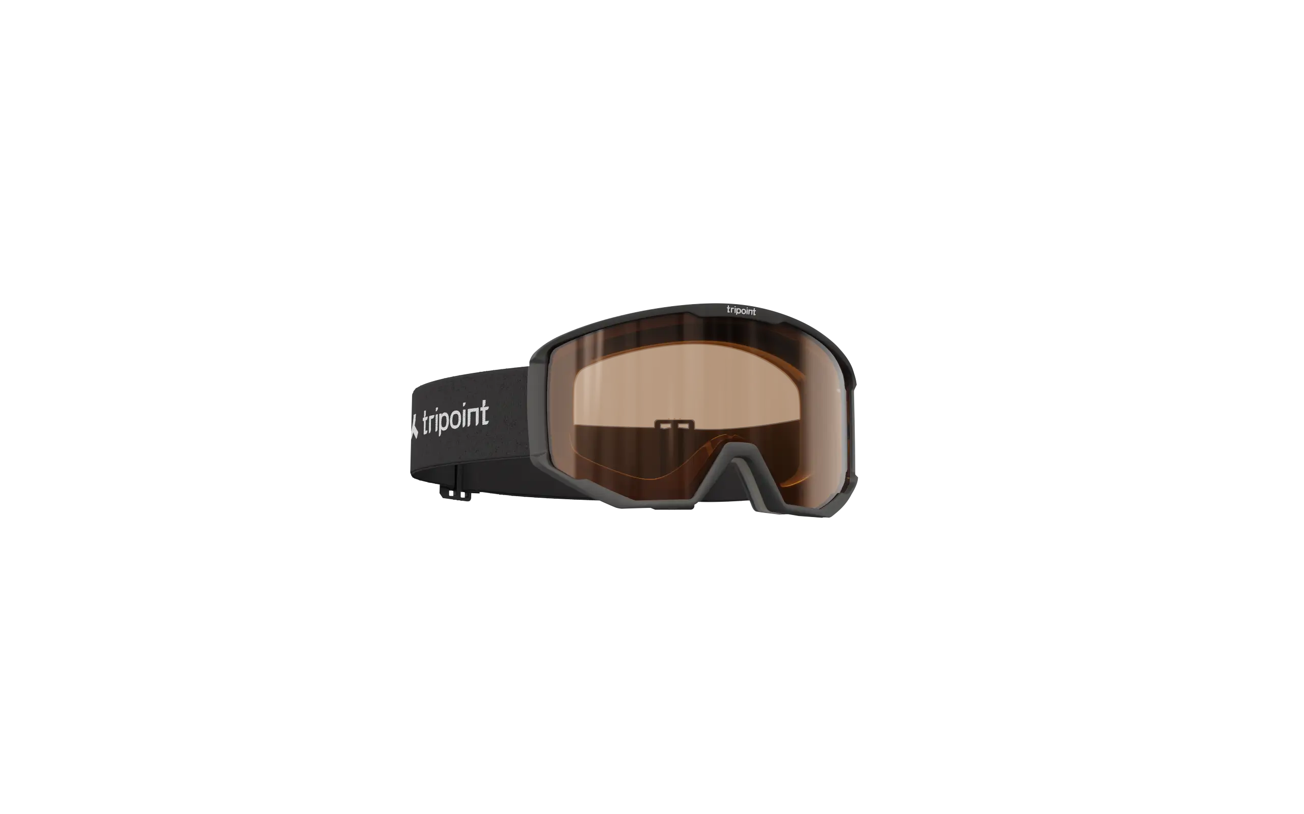 Mustat laskettelulasit, kellertävällä linssillä läpinäkyvällä taustalla.