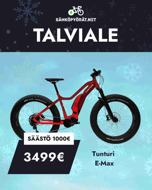 Tunturi punainen fatbike talvisella taustalla