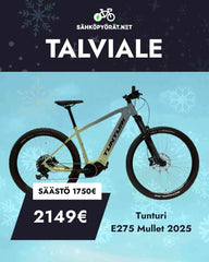 Tunturi vihreä maastopyörä talvisella taustalla