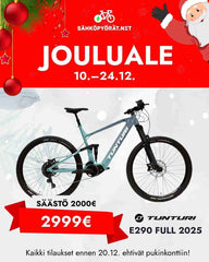 Tunturi vaaleansininen täysjousto maastopyörä valkoisella taustalla