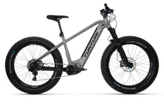 Tunturi harmaa sähköpyörä valkoisella taustalla