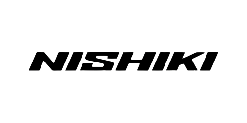 Musta Nishiki-pyöräbrändin logo läpinäkyvällä taustalla.